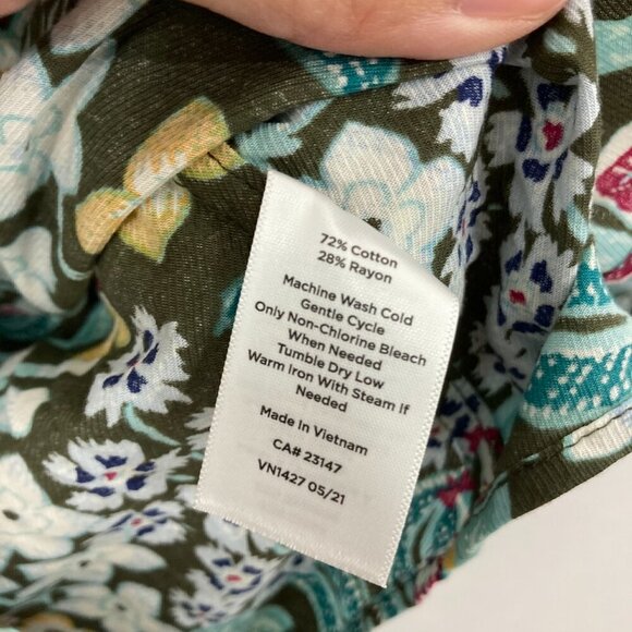 New Talbots Mirrored Garden Cotton Button Front Shirt 3X Colorful Floral Preppy - Picture 8 of 12